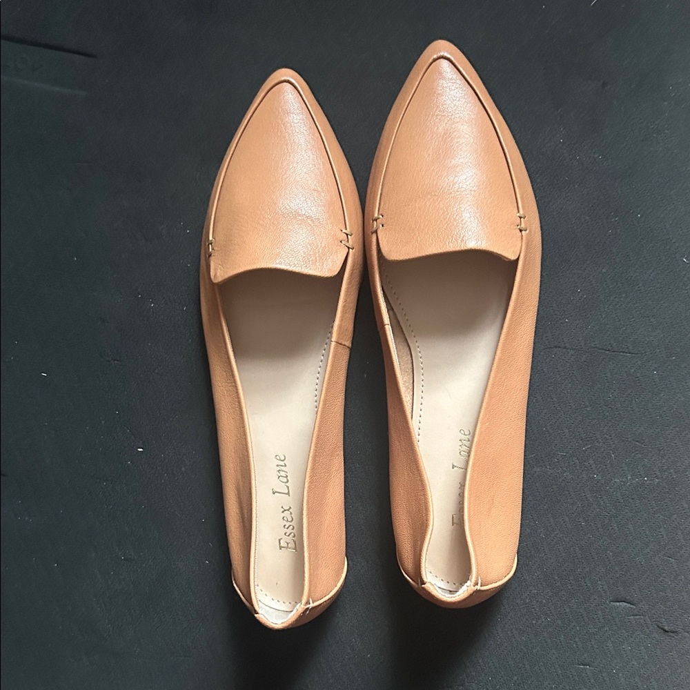 Essex Lane Camel Tan Pointed-Toe Loafers for Women